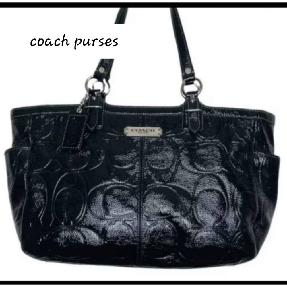 Coach Black Embossed Leather Shoulder Bag